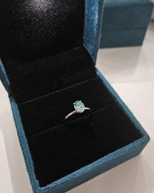 Harinil Teal Moissanite Ring 1.43 CT
