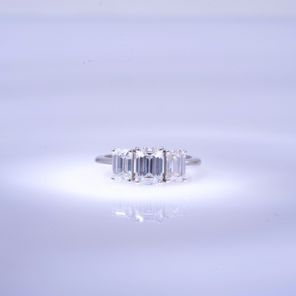 Vaishali Three Stone Ring in Moissanite and Lab Diamond by Vai Ra