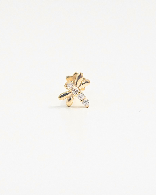 Dragon Fly Stud in Gold and Moissanite by Vai Ra