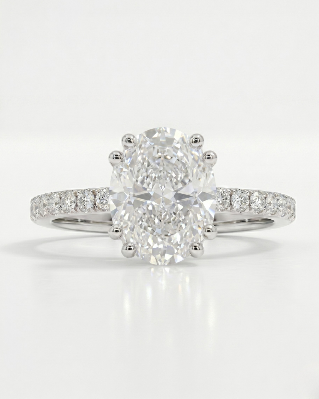 Kyra Solitaire Ring with Oval Center Stone by Vai Ra in lab diamond or moissanite