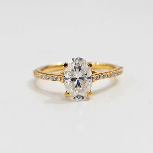Mau Oval Solitaire Ring in Moissanite by Vai Ra 