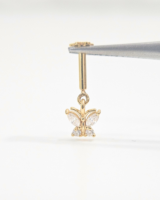Dangling Butterfly Bugadi in Gold and Moissanite by Vai Ra