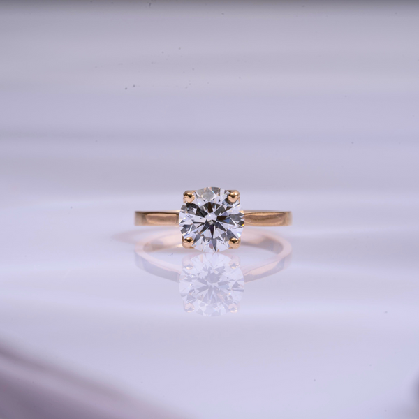 Amora Solitaire Ring with Tulip prong 1.4 CT in Moissanite and Lab Diamond by Vai Ra