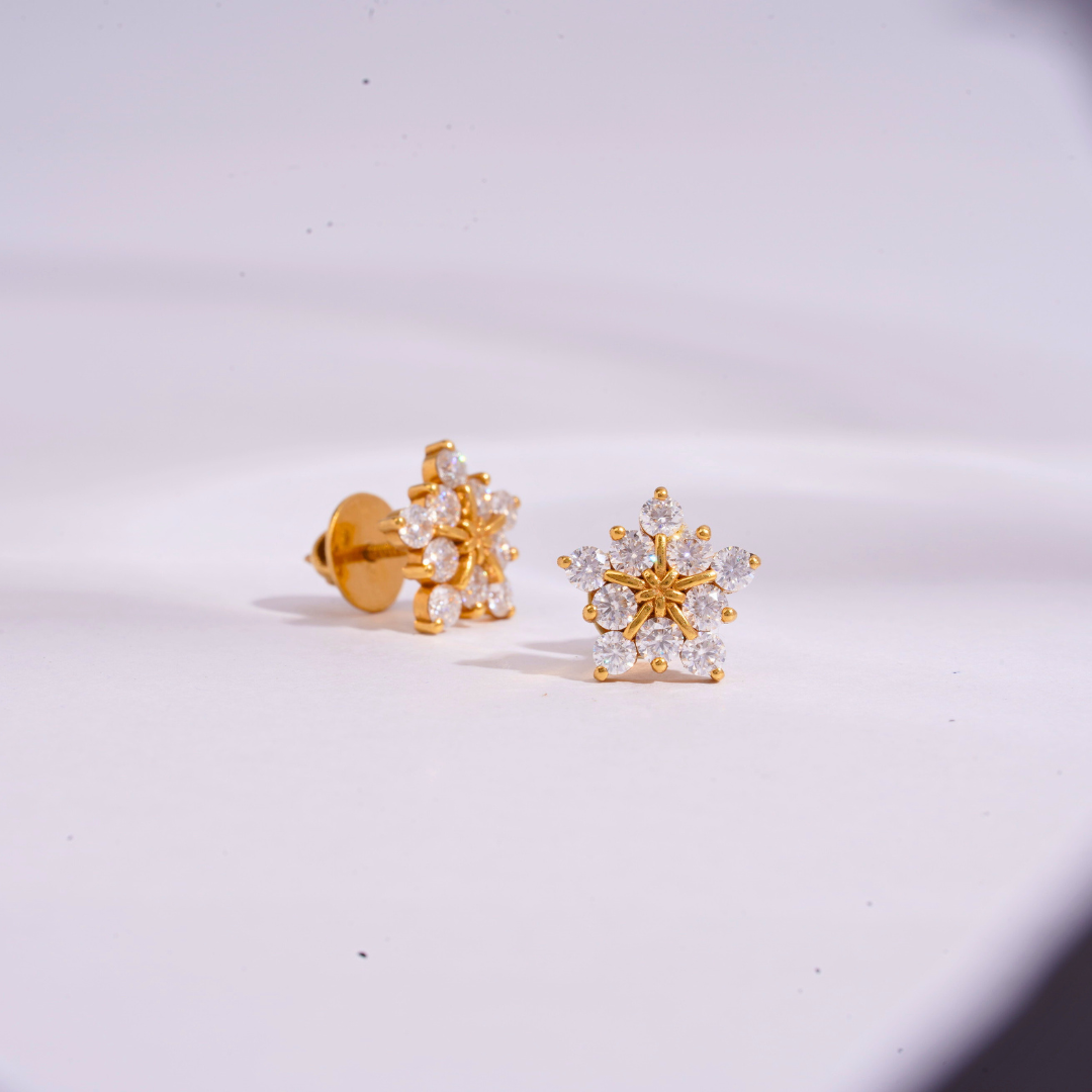 Snowflake Earrings in Moissanite and Lab Diamond by Vai Ra