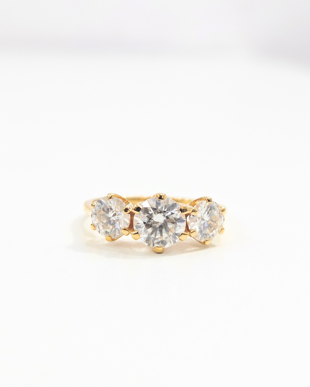 Bhuva Three stone Ring in Moissanite and Lab grown Diamond by Vai Ra