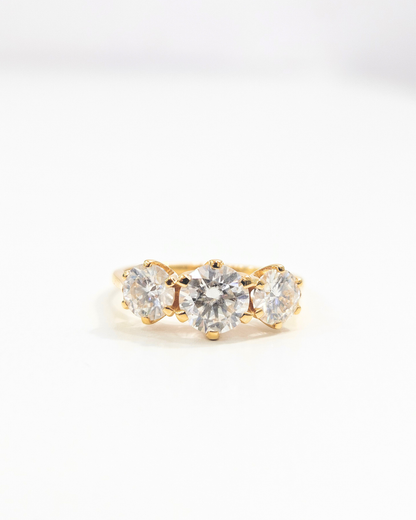Bhuva Three stone Ring in Moissanite and Lab grown Diamond by Vai Ra