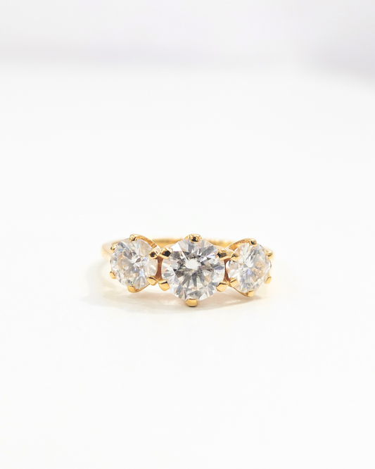 Bhuva Three stone Ring in Moissanite and Lab grown Diamond by Vai Ra