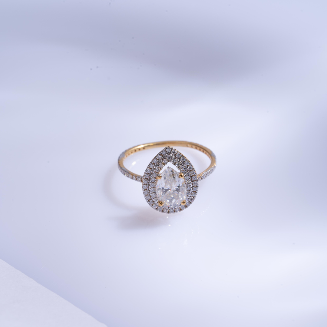 Shyla Halo Ring in Moissanite and Lab Diamond by Vai Ra