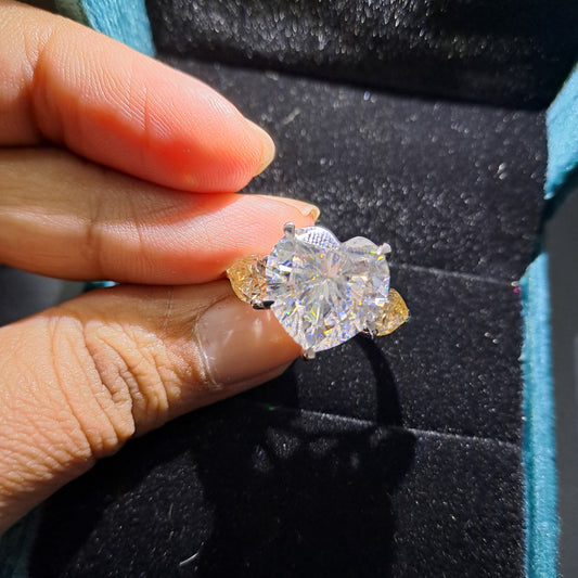 Threestone Heart Moissanite Diamond Ring made in gold