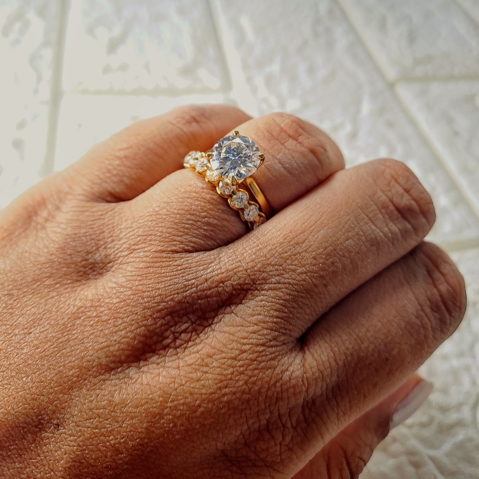 Tulip Engagement Ring and Wedding Band Ring Sets CT) – Vai Ra