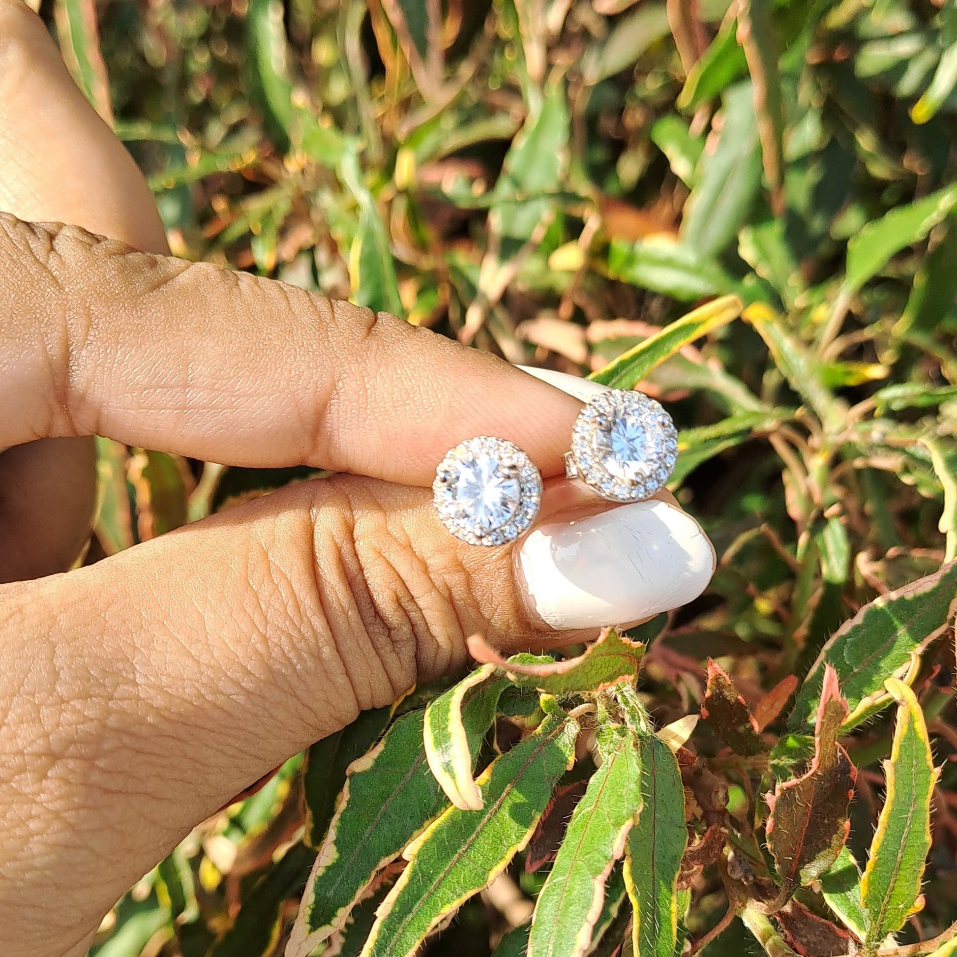 Moissanite Diamond Round halo earring