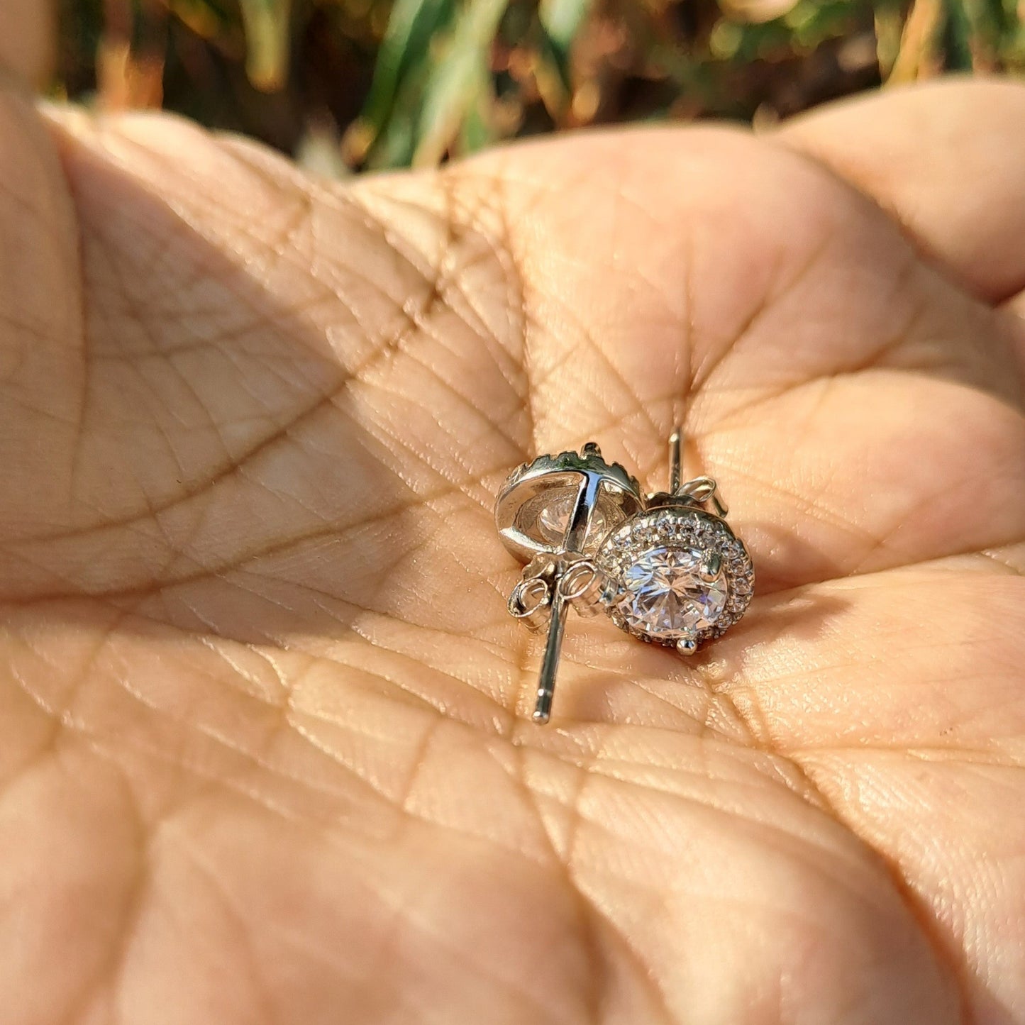 Moissanite Diamond Round halo earring
