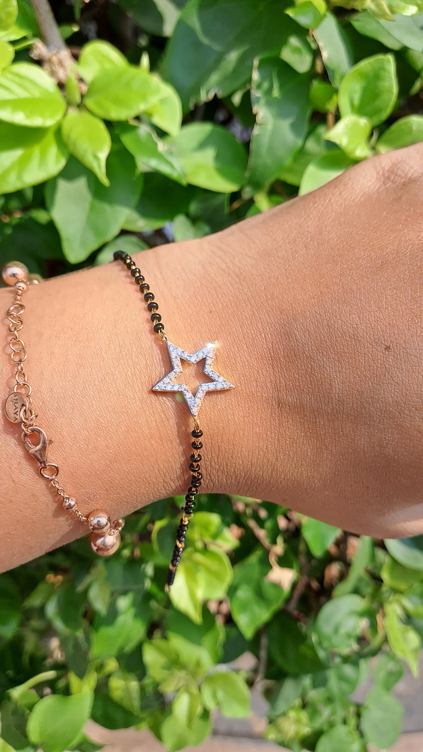 Star Moissanite Diamond Bangle bracelet and Mangalsutra Bracelet