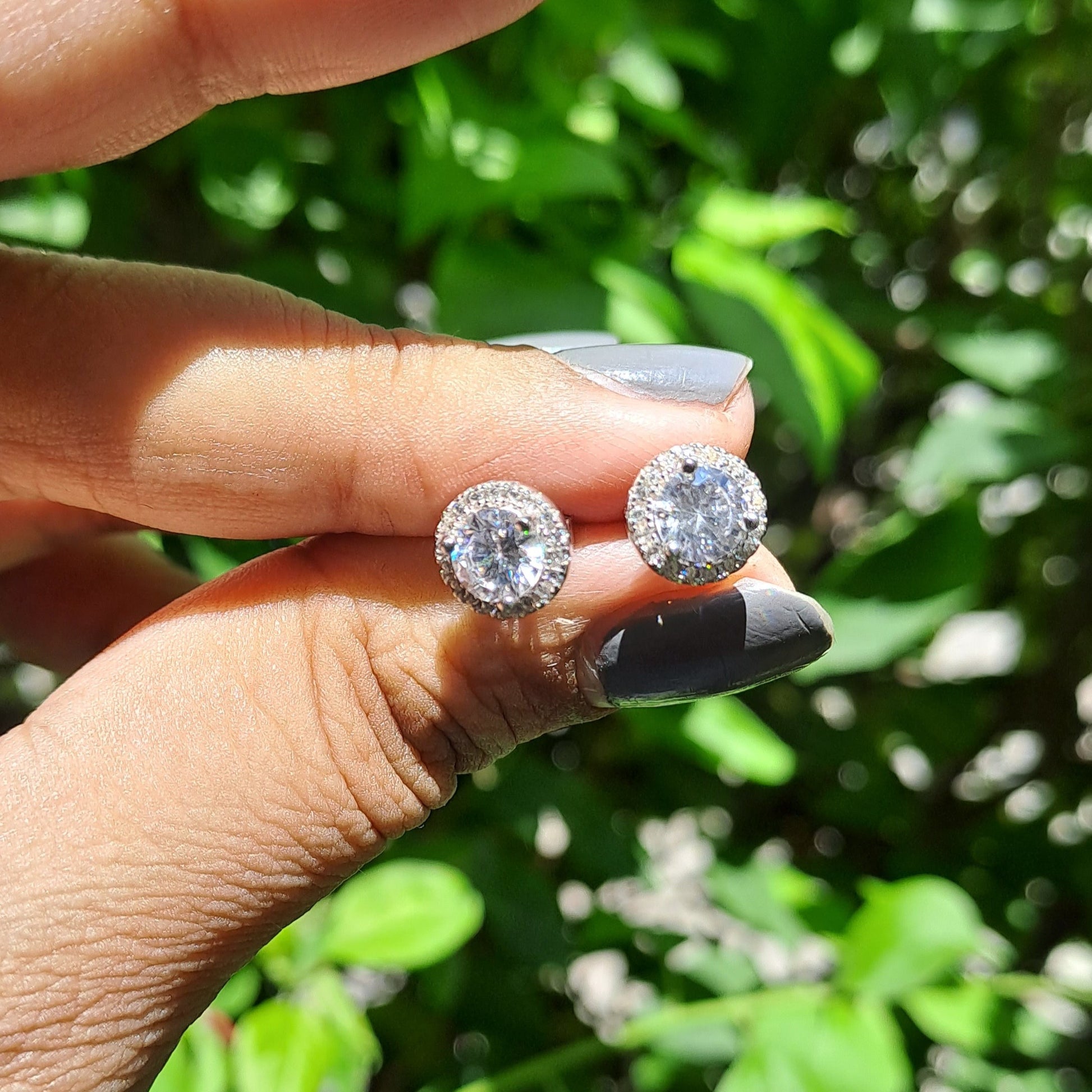 Moissanite Diamond Round halo earring