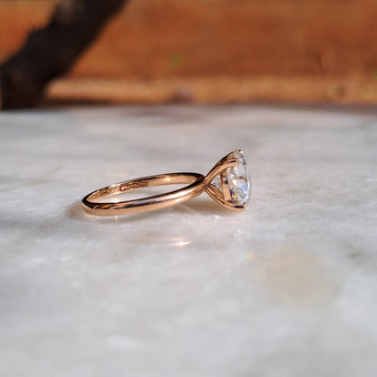 Solitaire Moissanite Diamond Ring in Rose Gold