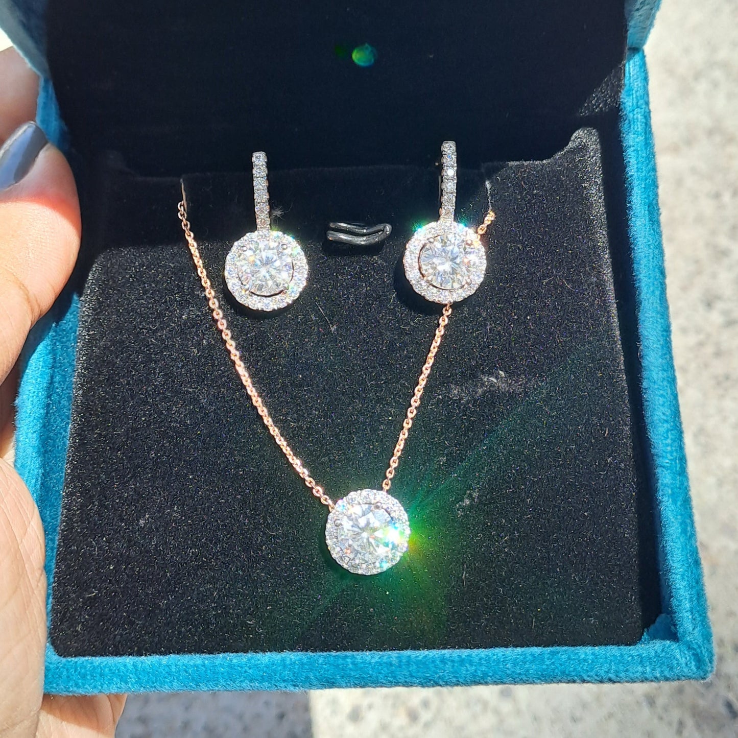 Moissanite Earring and pendant set