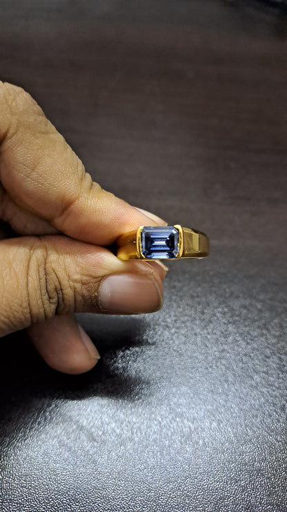 Corn Blue Moissanite or blue sapphire Ring for Men 