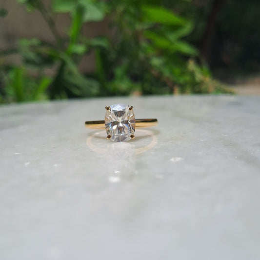 Aswi Cushion Solitaire Ring (2.72CT in 22Kt Gold)