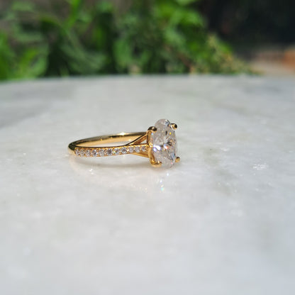 Oval Moissanite Ring in Gold