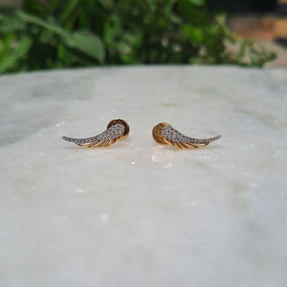 Moissanite feather earring climber