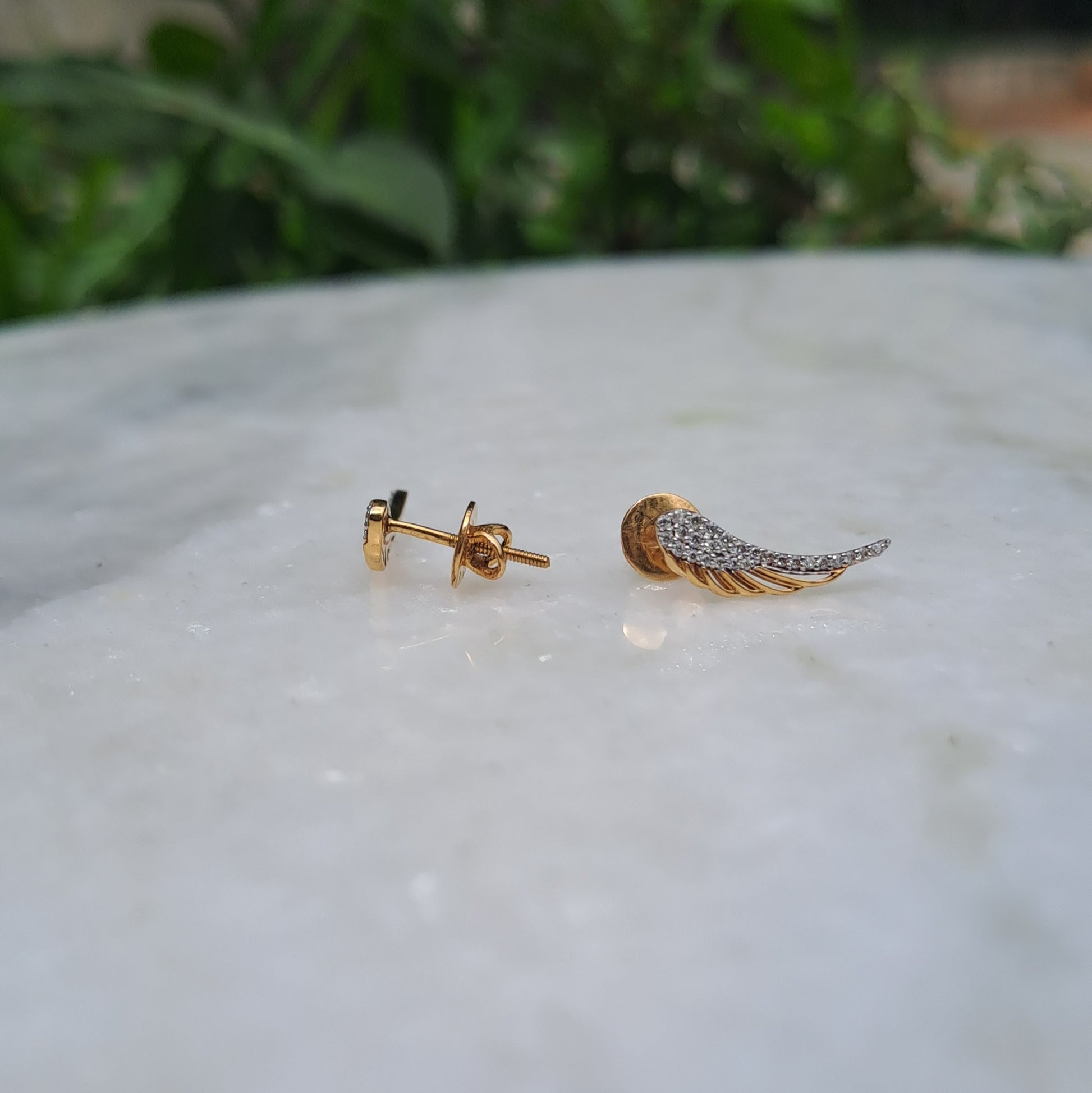 Moissanite feather earring climber