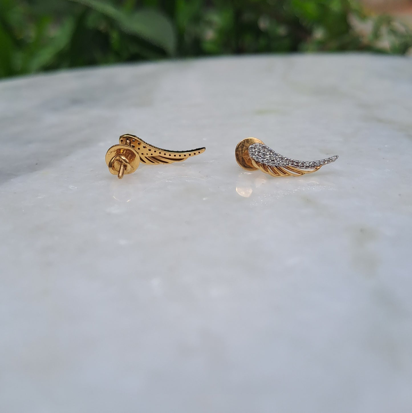 Moissanite feather earring climber