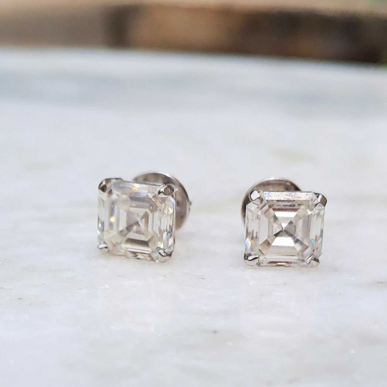 Asscher Moissanite Diamond Earring