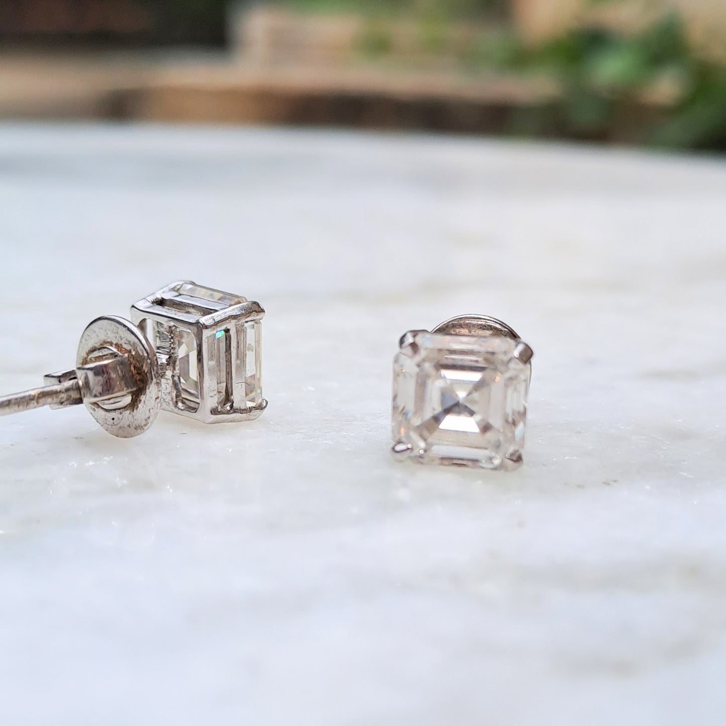 Asscher Moissanite Diamond Earring