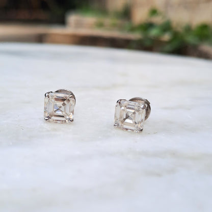 Asscher Moissanite Diamond Earring