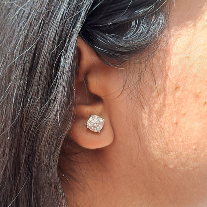 Cushion Solitaire Moissanite Diamond Earring