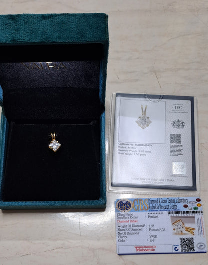 Solitaire princess moissanite diamond pendant 