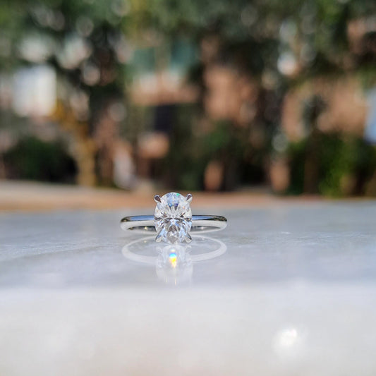 Vai Ra oval solitaire moissanite ring