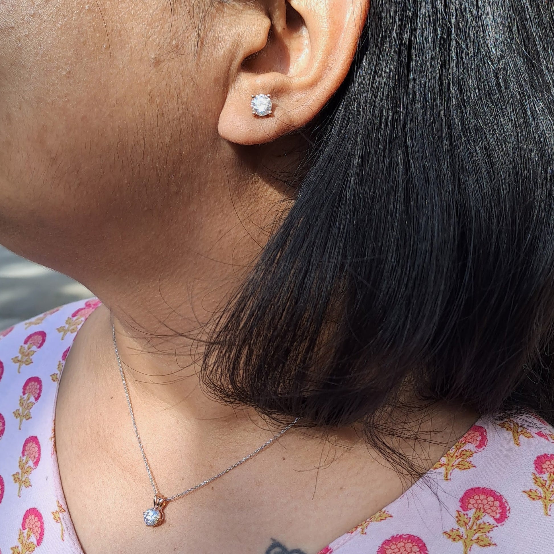 Moissanite Diamond Earring and Pendant Set