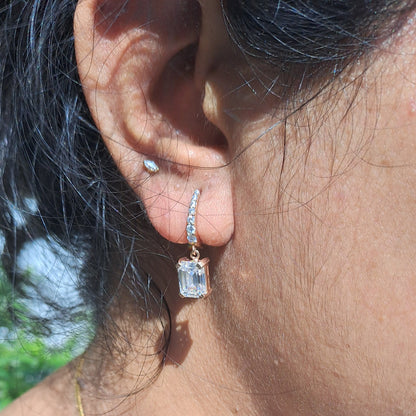 Emerald Drop Earring in moissanite diamond