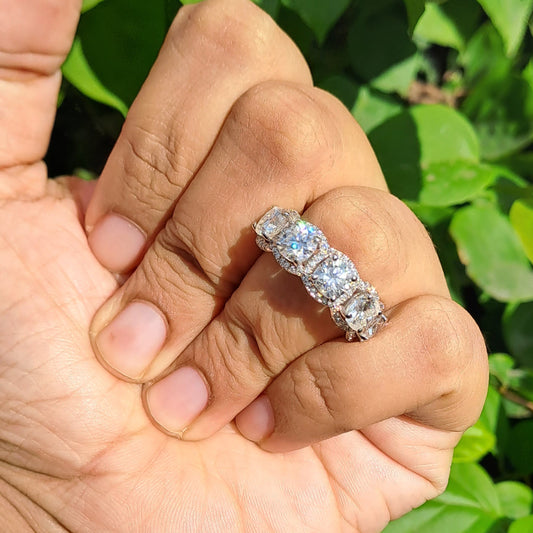 Vai Ra Five stone half eternity ring in moissanite diamond