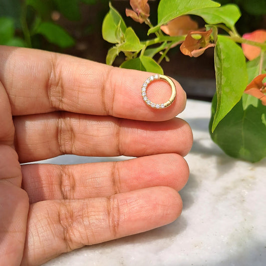 Diamond Pave setting Moissanite and Diamond Septum Ring by Vai Ra