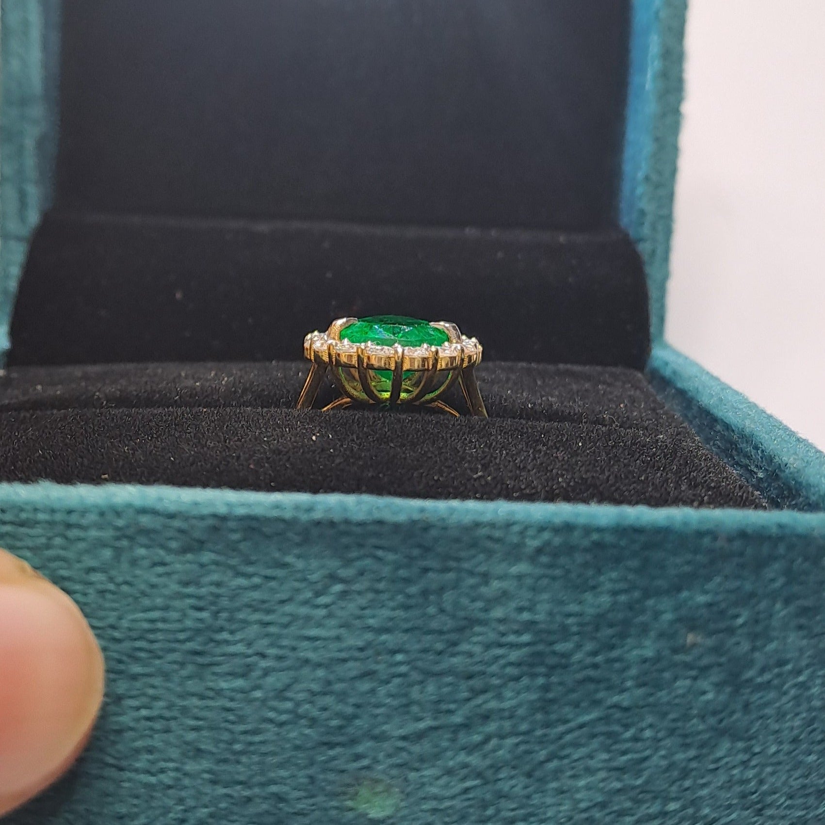 Lab Grown Pear Columbian Emerald Ring