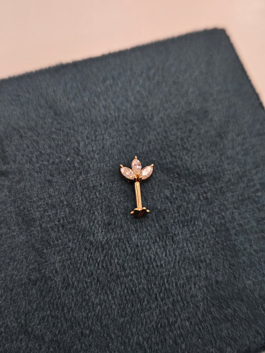 Three Petals Bugadi Diamond Piercing Earrings
