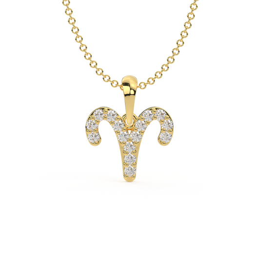 Aries Zodiac Pendant- Moissanite and Diamond Pendant