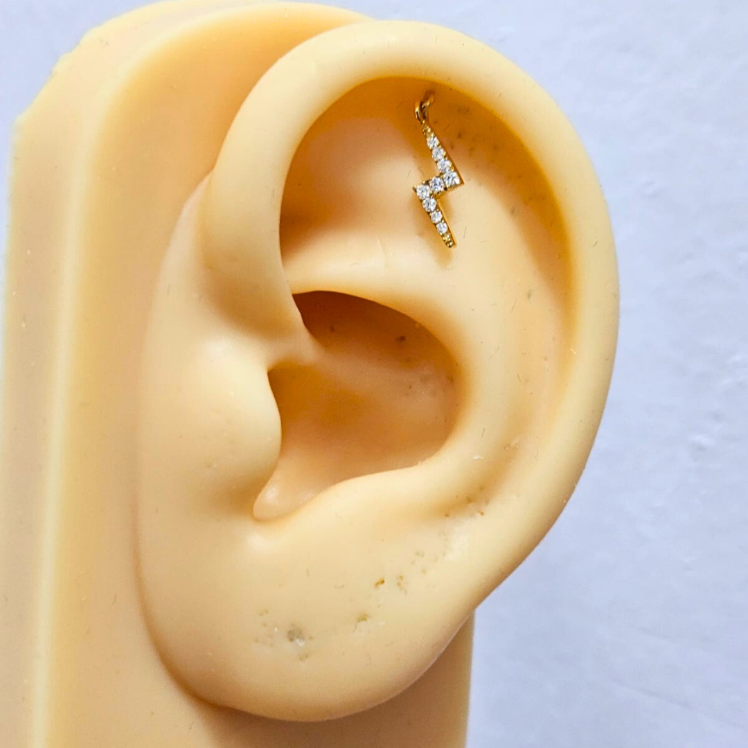 Diamond Bolt Bugadi ihelix piercing in Moissanite and Diamond by Vai Ra