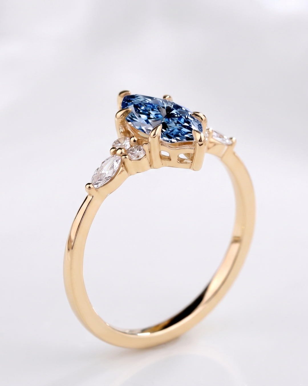 Azura Blue Marquise Cluster Coloured Diamond Ring 1.3CT