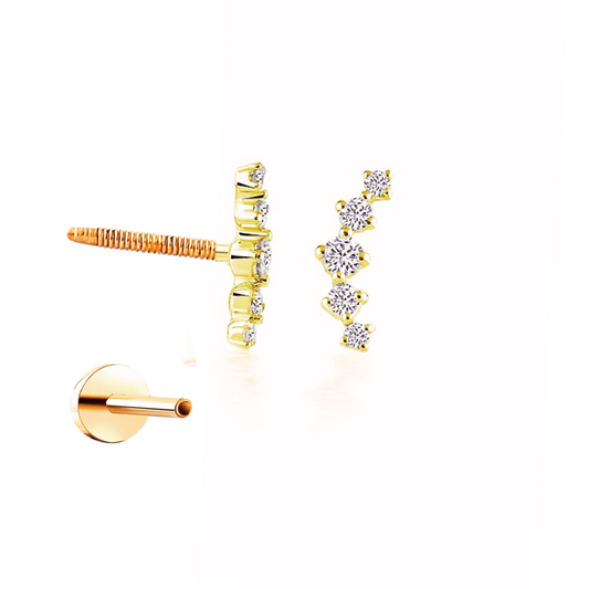 Five Stone Prong Piercing Earrings