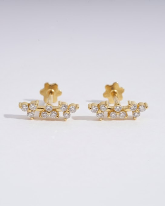 Three flower ear piercing in Lab diamond and Moissanite by Vai Ra