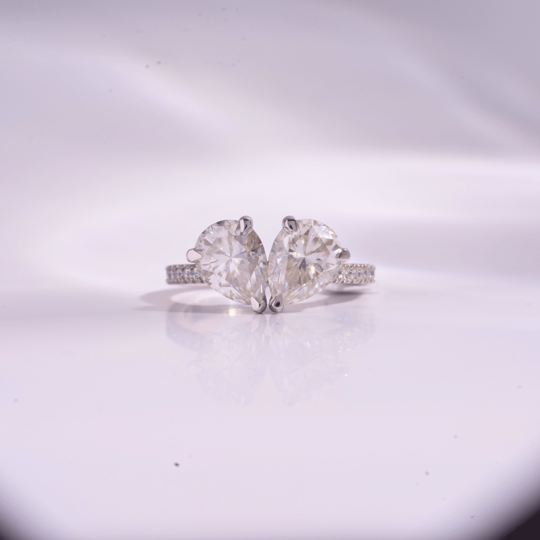 Kardia Toi Et Moi Ring in Moissnite and Lab Diamond by Vai Ra