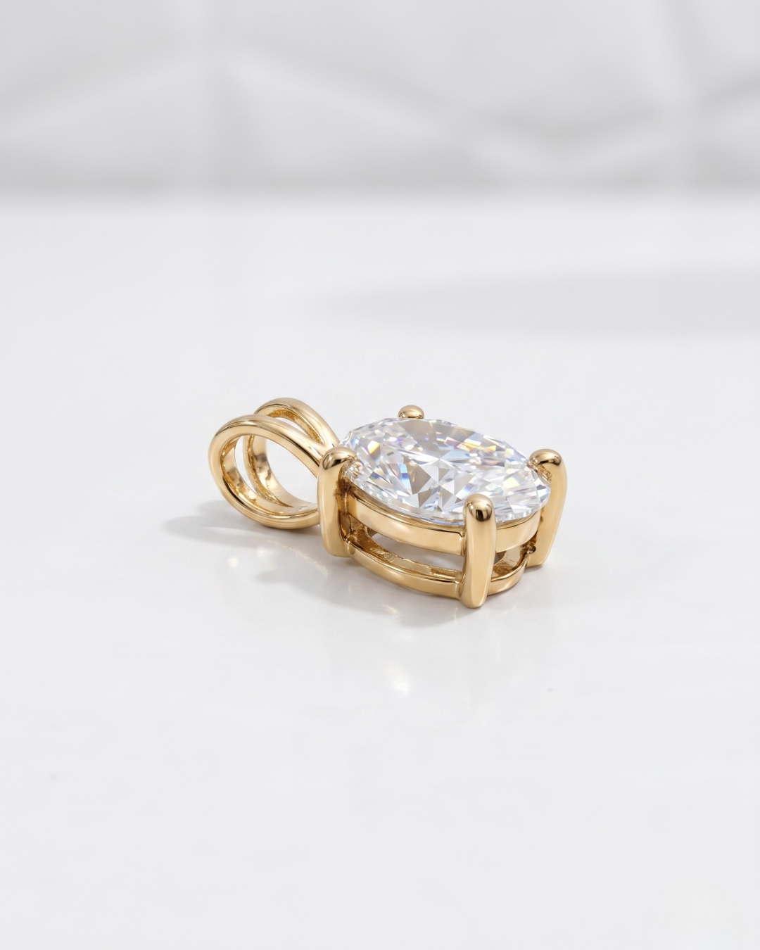 Zahra Oval Solitaire Pendant in Lab Diamond and Moissanite by Vai Ra