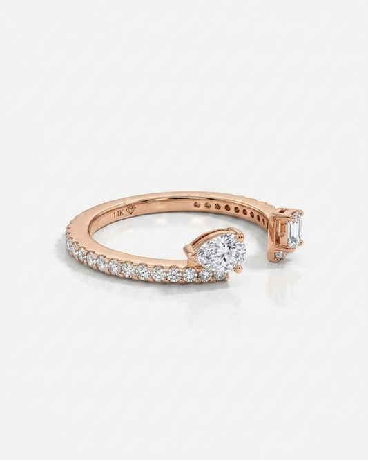 Vero Engagment Band 0.96 CT in Moissanite and Lab Diamond by Vai Ra