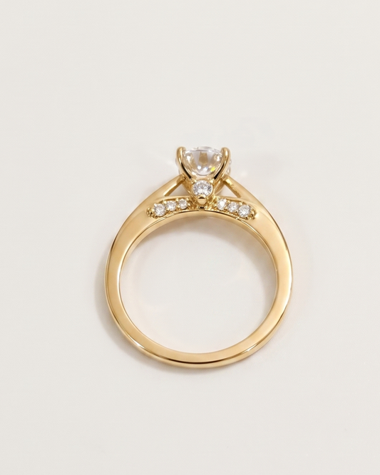 Minimalist Solitaire Ring in Lab Diamond and Moissanite by Vai Ra