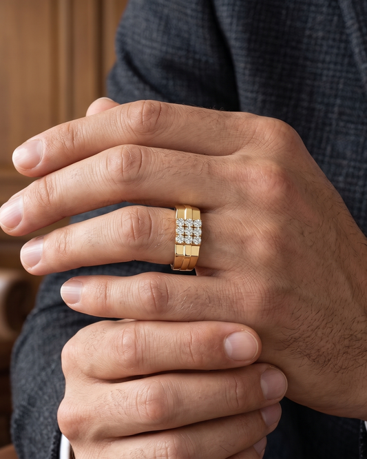 Vertex Men's Band in Diamond and Moissanite by Vai Ra