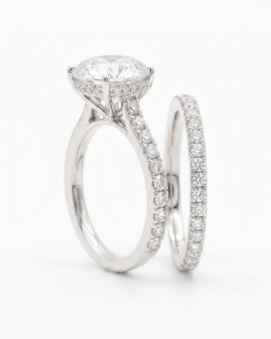 Eon Couple Ring Set in Diamond and Moissanite by Vai Ra