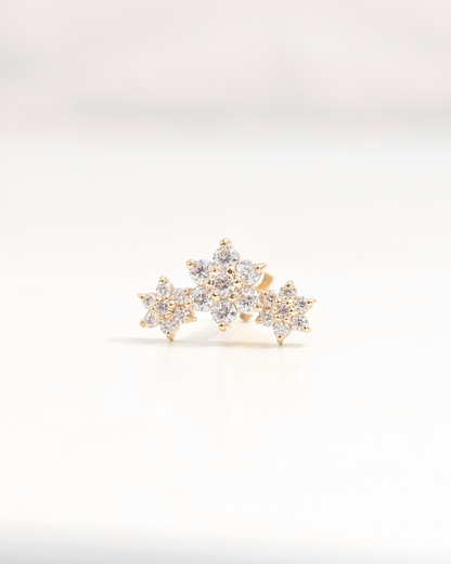 Trio Flower Helix Piercing Earring